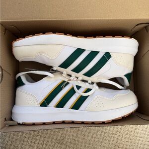 Adidas unisex kids White, Green, and Yellow Sneakers